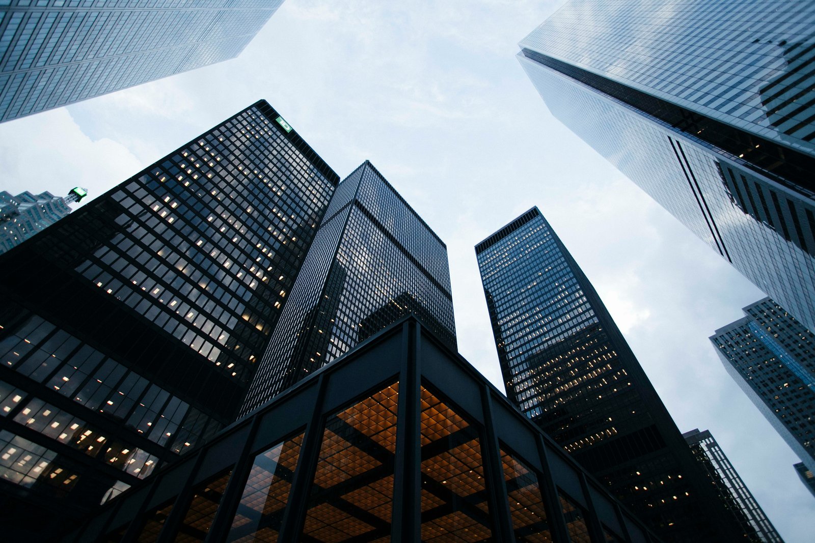 City skyline background representing financial services and business growth